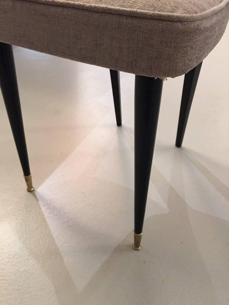 French Art Deco Black Lacquer Dining Chairs, Set of Six