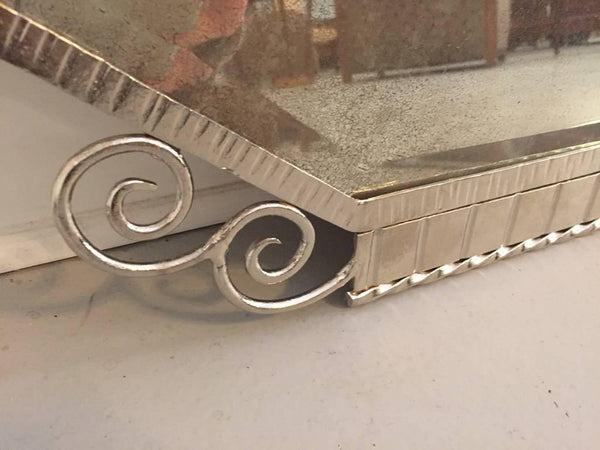 French Art Deco Nickel Plated Wall Mirror