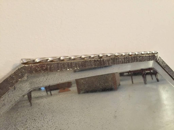 French Art Deco Nickel Plated Wall Mirror