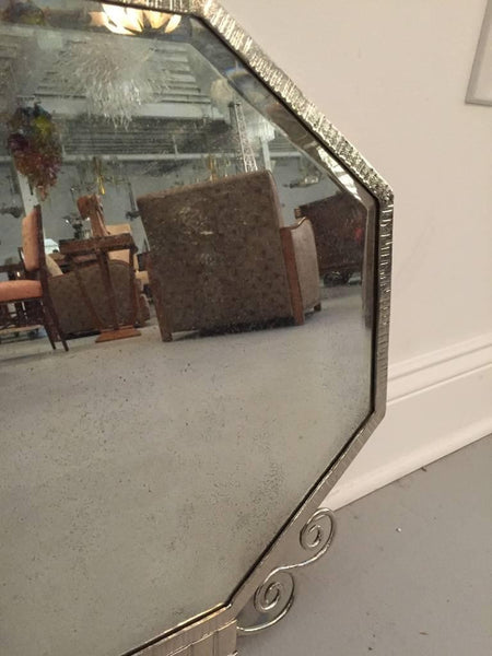 French Art Deco Nickel Plated Wall Mirror