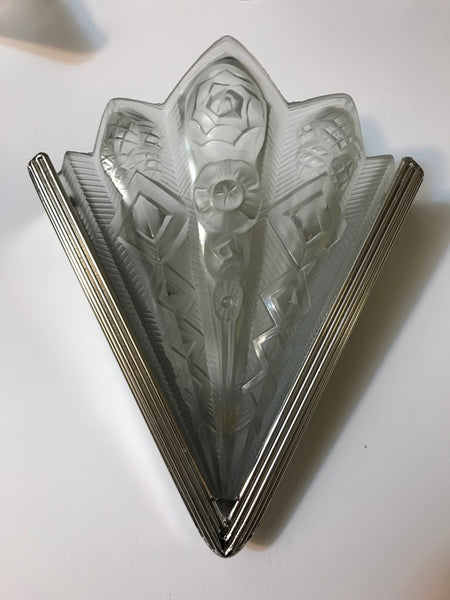 Pair of French Art Deco Geometric Sconces Signed by Noverdy