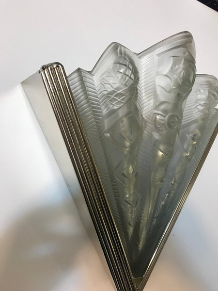 Pair of French Art Deco Geometric Sconces Signed by Noverdy