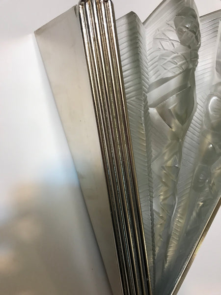 Pair of French Art Deco Geometric Sconces Signed by Noverdy