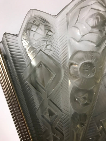 Pair of French Art Deco Geometric Sconces Signed by Noverdy