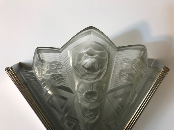 Pair of French Art Deco Geometric Sconces Signed by Noverdy