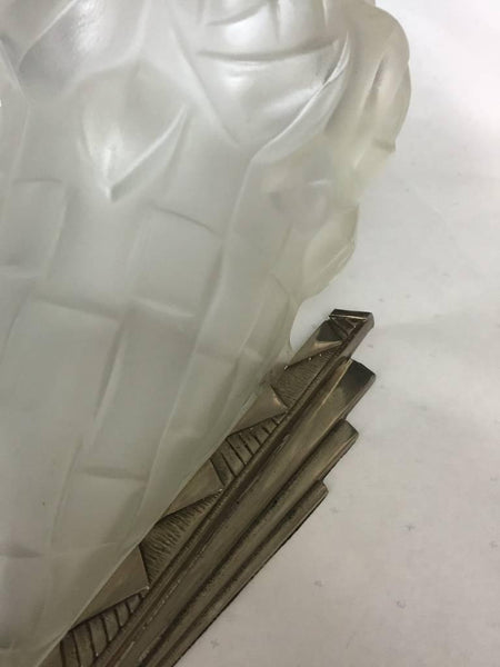 Pair of French Art Deco Signed Degue Sconces