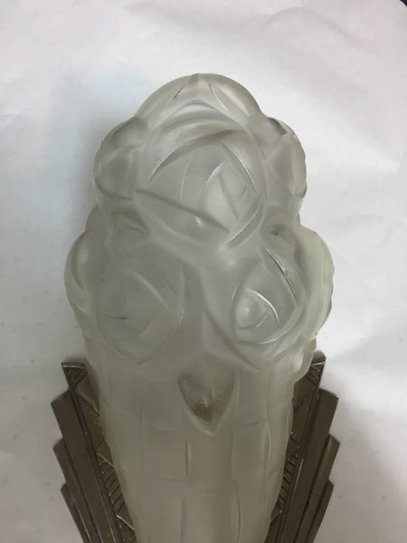 Pair of French Art Deco Signed Degue Sconces