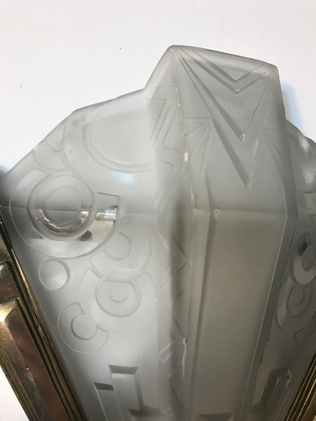 Pair of French Art Deco Geometric Sconces Signed by Muller Frères