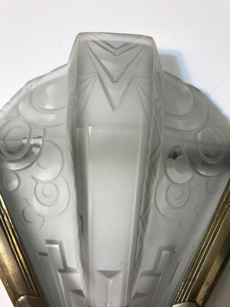 Pair of French Art Deco Geometric Sconces Signed by Muller Frères