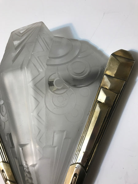 Pair of French Art Deco Geometric Sconces Signed by Muller Frères