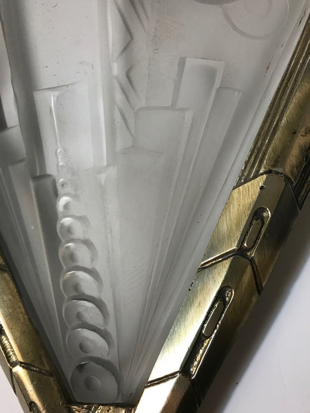 Pair of French Art Deco Geometric Sconces Signed by Muller Frères