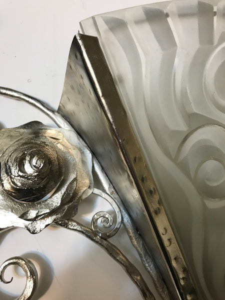 Pair of French Art Deco Wall Sconces by Degue