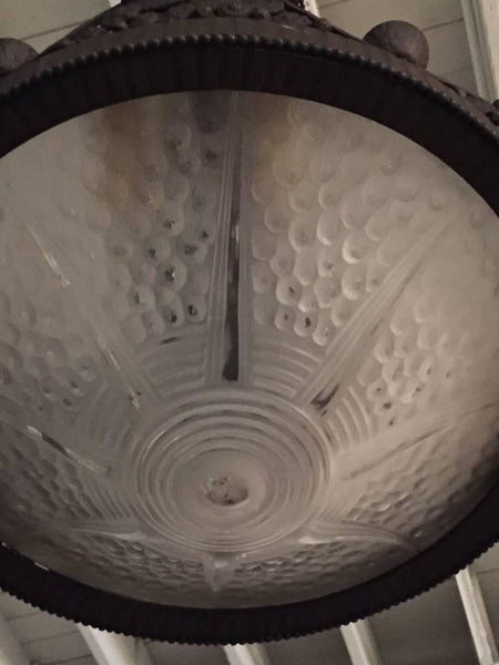 Wrought Iron Floral Motif French Art Deco Chandelier