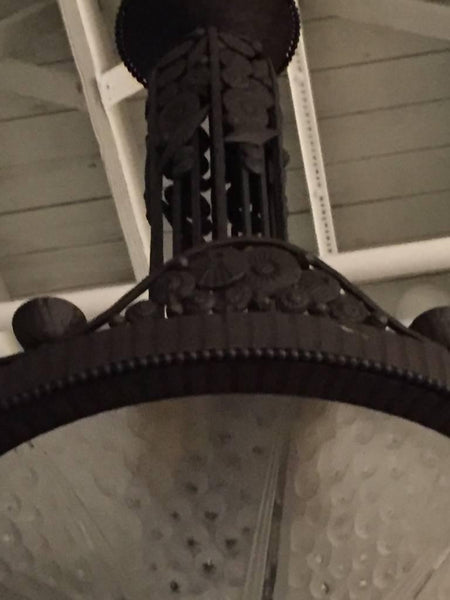 Wrought Iron Floral Motif French Art Deco Chandelier