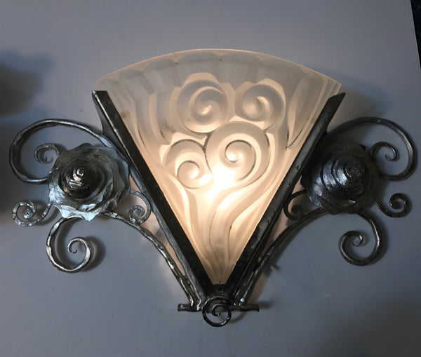 Pair of French Art Deco Wall Sconces by Degue
