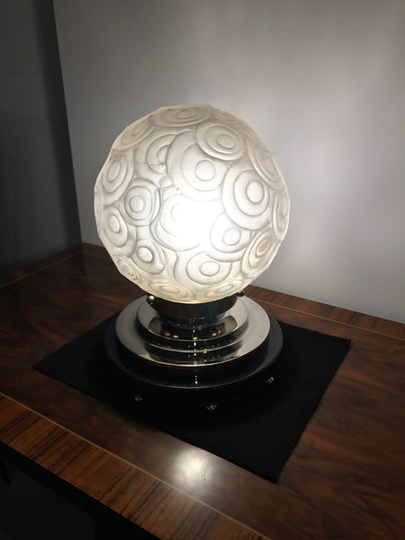 French Art Deco Table Lamp by Sabino with Geometric Motif