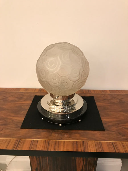 French Art Deco Table Lamp by Sabino with Geometric Motif
