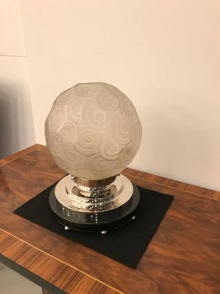 French Art Deco Table Lamp by Sabino with Geometric Motif