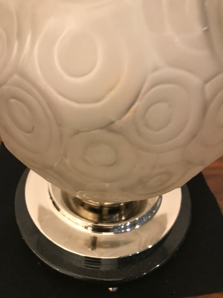 French Art Deco Table Lamp by Sabino with Geometric Motif
