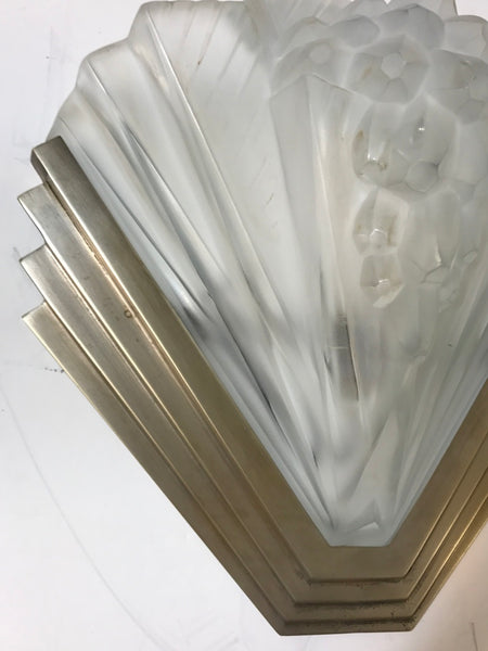 Pair of French Art Deco Signed Atelier Petitot Ribbed Wall Sconces