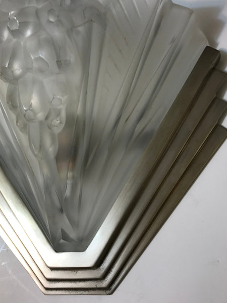 Pair of French Art Deco Signed Atelier Petitot Ribbed Wall Sconces