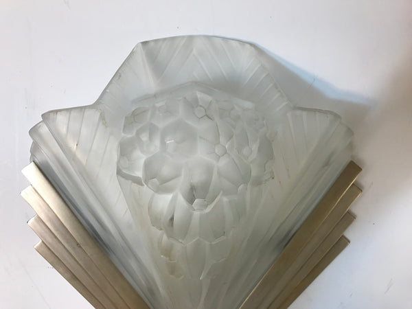 Pair of French Art Deco Signed Atelier Petitot Ribbed Wall Sconces