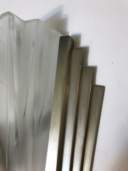 Pair of French Art Deco Signed Atelier Petitot Ribbed Wall Sconces