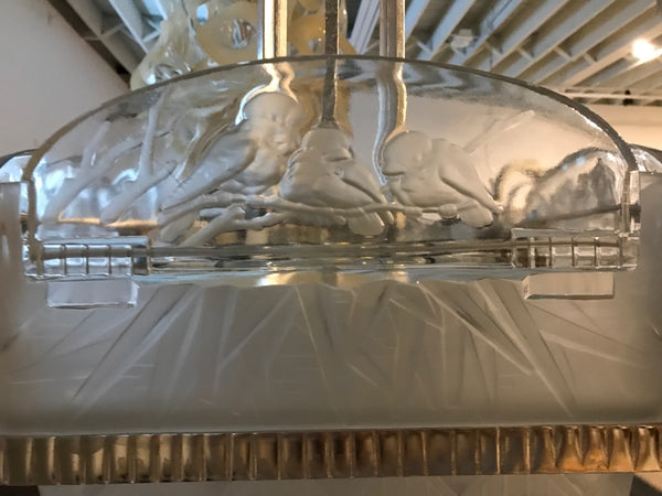 French Art Deco Geometric Chandelier Signed by Muller Freres Luneville