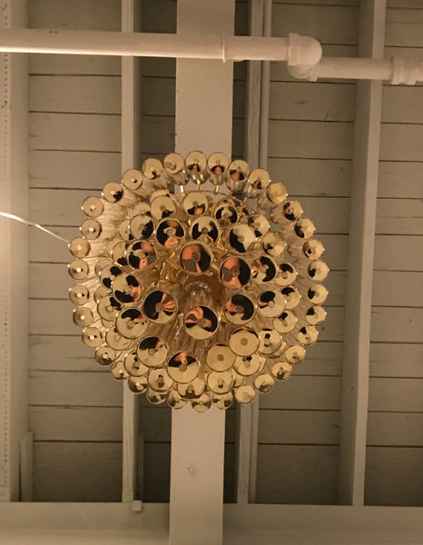 Italian Mid-Century Modern Double Waterfall Spiral Glass Chandelier