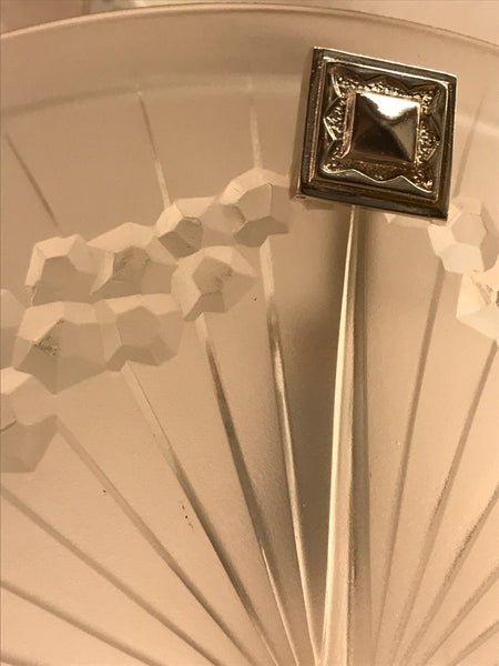 French Art Deco Geometric Chandelier Signed by Schneider