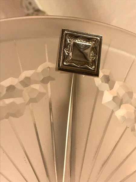 French Art Deco Geometric Chandelier Signed by Schneider