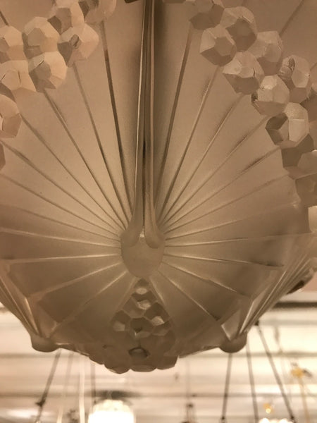 French Art Deco Geometric Chandelier Signed by Schneider