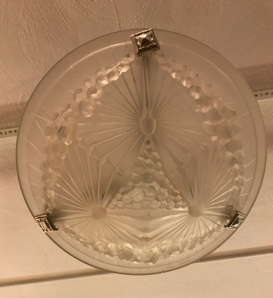 French Art Deco Geometric Chandelier Signed by Schneider