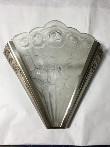 Pair of French Art Deco Sconces Signed by Verrerie des Hanots