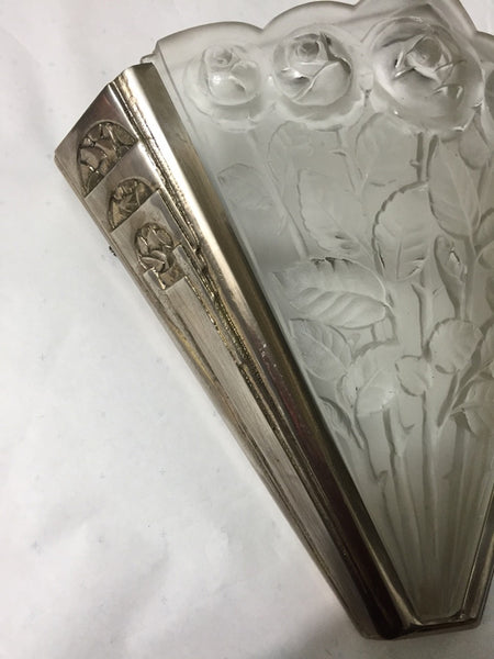 Pair of French Art Deco Sconces Signed by Verrerie des Hanots