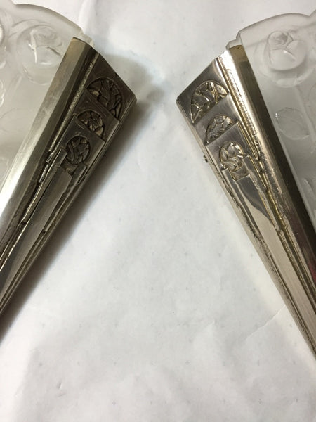 Pair of French Art Deco Sconces Signed by Verrerie des Hanots