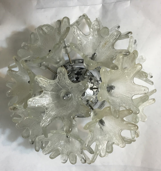 Pair of Murano Sputnik Floral Sconces or Flush Mounts by Mazzega