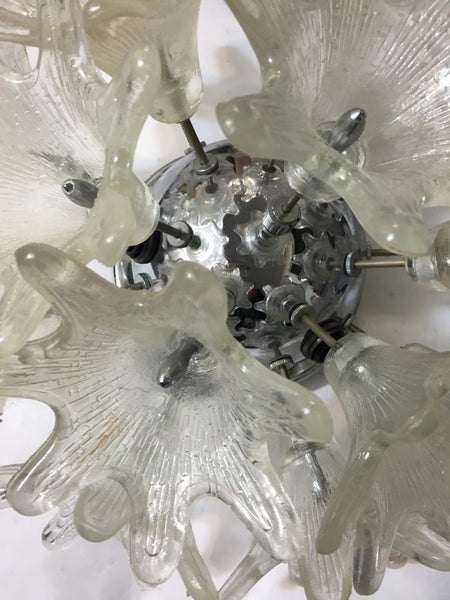 Pair of Murano Sputnik Floral Sconces or Flush Mounts by Mazzega