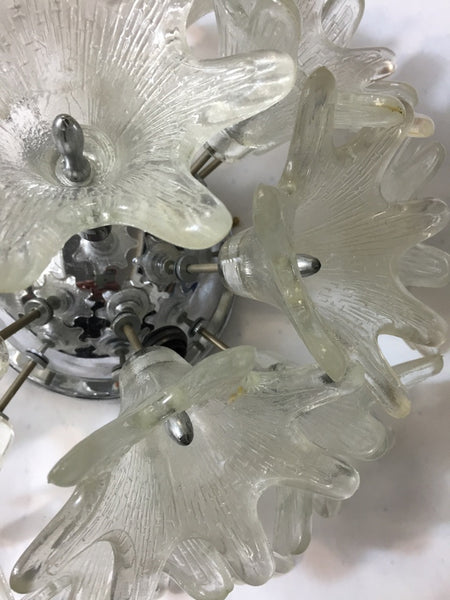 Pair of Murano Sputnik Floral Sconces or Flush Mounts by Mazzega