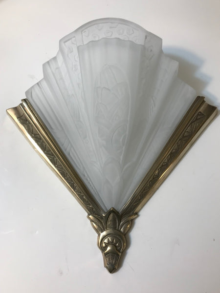 Pair of Frontisi Flower Wall Sconces French Art Deco