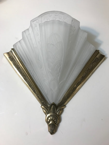 Pair of Frontisi Flower Wall Sconces French Art Deco