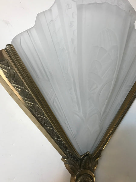 Pair of Frontisi Flower Wall Sconces French Art Deco