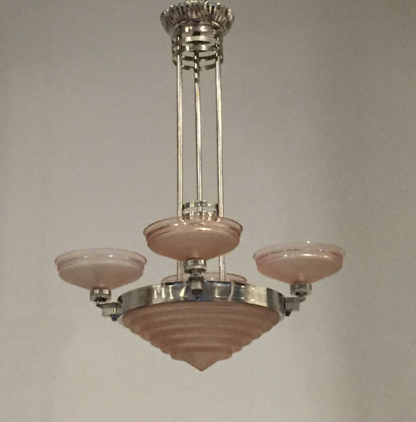 French Art Deco Chandelier Signed by G Leleu