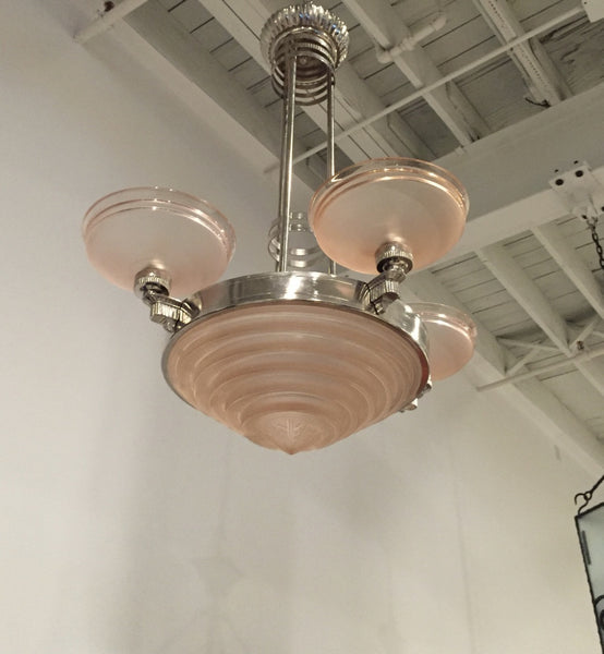 French Art Deco Chandelier Signed by G Leleu