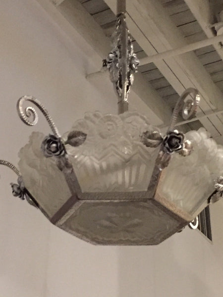 Gorgeous French Art Deco Chandelier by Jean Noverdy