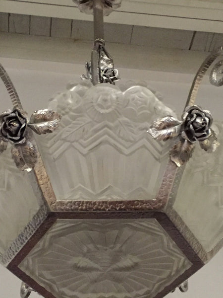 Gorgeous French Art Deco Chandelier by Jean Noverdy