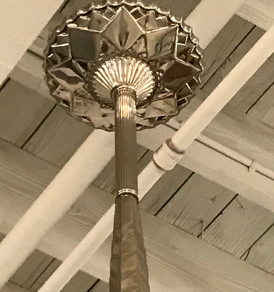 Grand French Art Deco Six-Panel Starburst Chandelier by Sabino