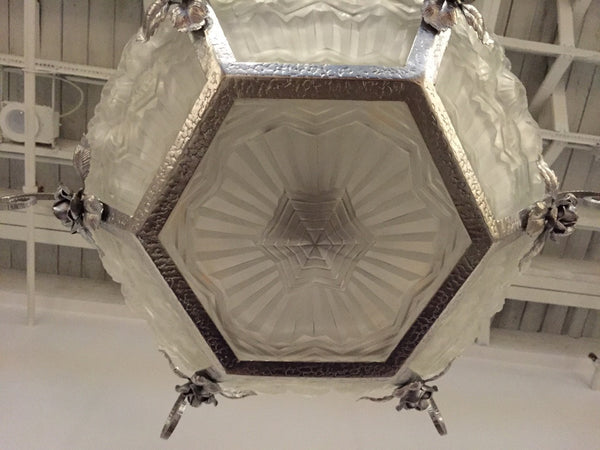 Gorgeous French Art Deco Chandelier by Jean Noverdy