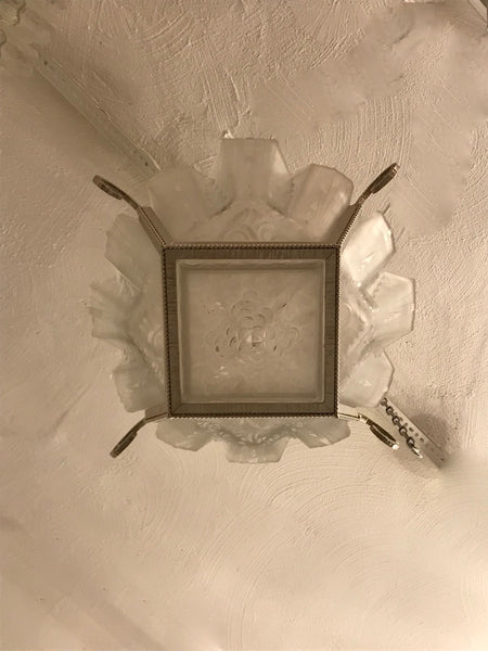 French Art Deco Geometric Chandelier Signed by Muller Freres Luneville