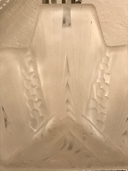 French Art Deco Geometric Chandelier Signed by Muller Freres Luneville